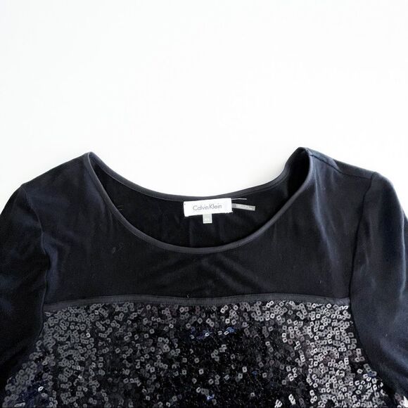 Calvin Klein // sequin top // Size Medium // 3/4 length sleeves // EUC - Picture 2 of 6